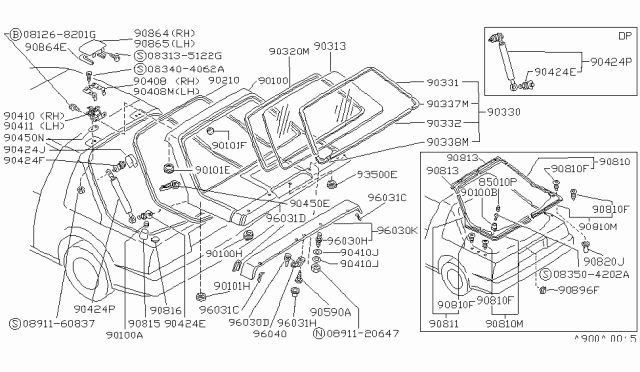 1987 Nissan Pulsar NX Cover Back Door Stay Diagram for 90454-80M00