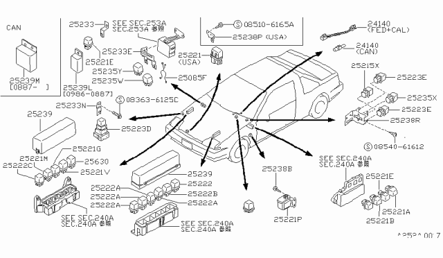 1987 Nissan Pulsar NX Cover-Relay Diagram for 25234-C8100