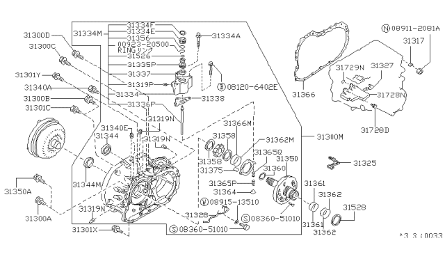 1989 Nissan Pulsar NX RETAINER Spring Oil Pump Diagram for 31364-21X02