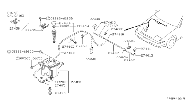 1987 Nissan Pulsar NX Motor Washer Front Diagram for 28920-51E10