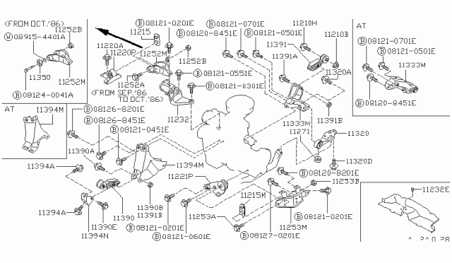 1989 Nissan Pulsar NX Engine & Transmission Mounting Diagram 2