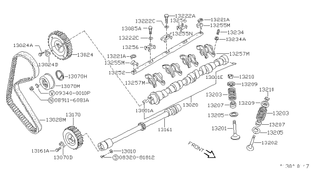 1988 Nissan Pulsar NX Camshaft & Valve Mechanism Diagram 3