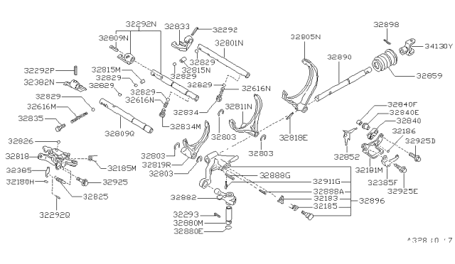 1990 Nissan Pulsar NX Fork Shift 3&4 Diagram for 32811-D0101