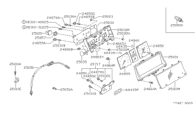 1989 Nissan Pulsar NX Shaft Flex SPEEDOMETER Diagram for 25050-01Y00
