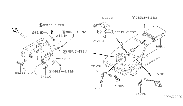 1988 Nissan Pulsar NX Engine Control Unit Assembly Diagram for 23710-84M00