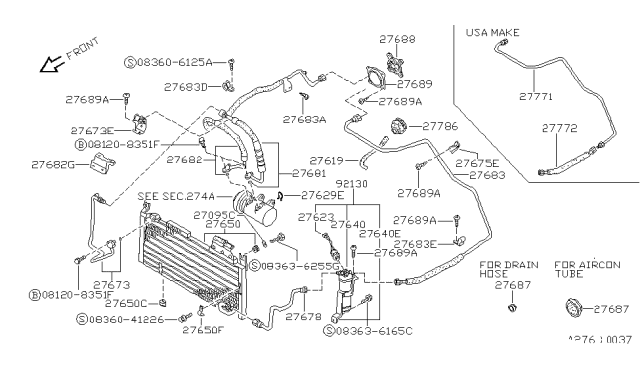 1989 Nissan Pulsar NX Tube Assembly Liquid Tank To EVAP Diagram for 92442-61A60