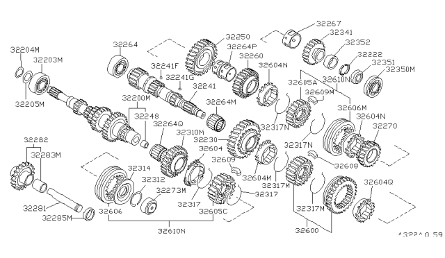 1990 Nissan Pulsar NX Gear Assembly 2ND Diagram for 32250-16E04