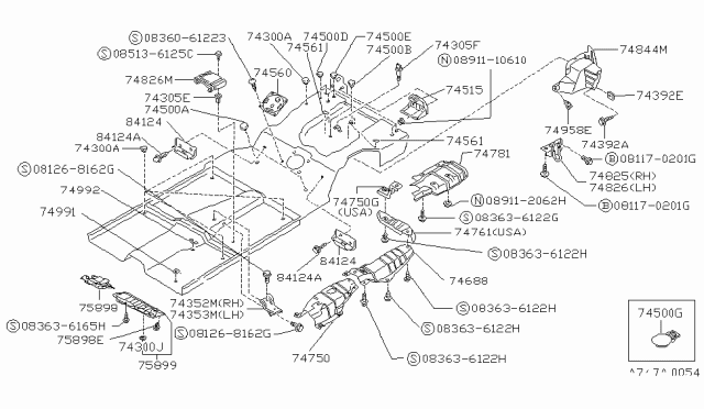 1988 Nissan Pulsar NX Cover-Front Under RH Diagram for 75898-50A00
