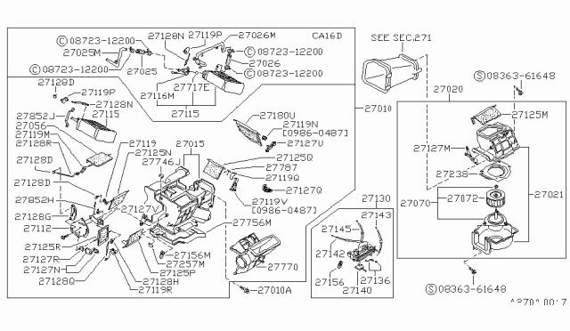 1988 Nissan Pulsar NX Door Air Diagram for 27185-60A01