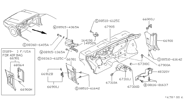 1990 Nissan Pulsar NX Bracket CANISTER Diagram for 64824-65A00