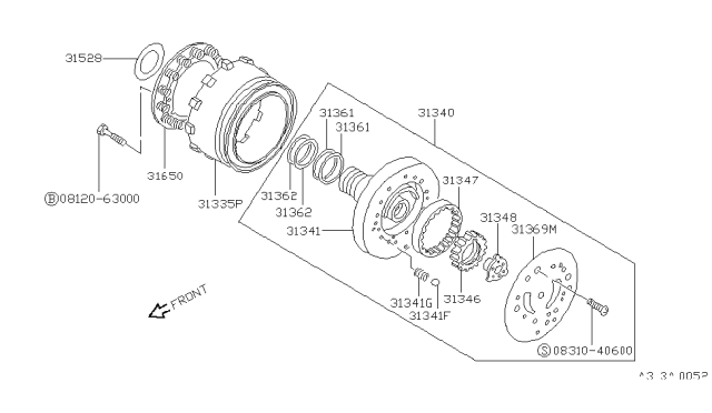 1987 Nissan Pulsar NX Gear Outer Diagram for 31347-01X01