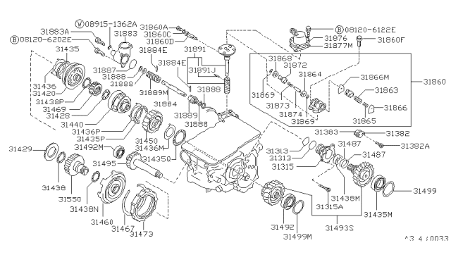 1990 Nissan Pulsar NX Shaft Assembly Governor Diagram for 31891-01X03