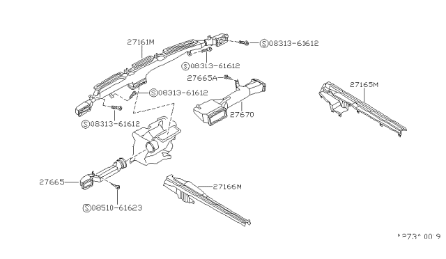 1990 Nissan Pulsar NX Duct-Vent, Side Driver Diagram for 27870-84M60