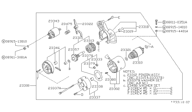 1988 Nissan Pulsar NX Switch Assembly Magnetic Diagram for 23343-57M70