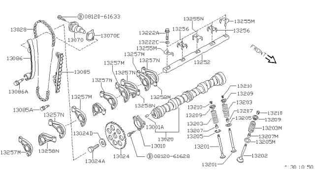 1988 Nissan Pulsar NX Chain Guide Diagram for 13091-77A01