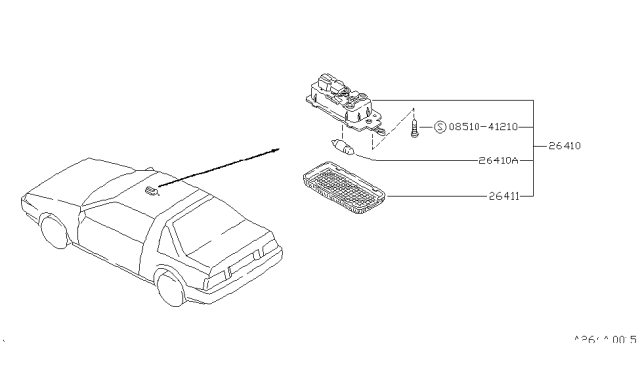 1989 Nissan Pulsar NX Lamp Assembly-Room Diagram for 26410-80M00