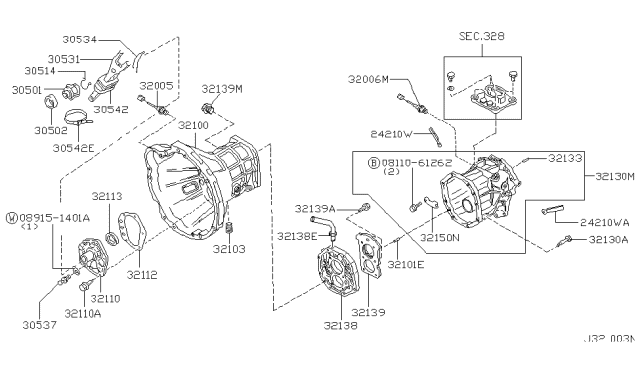 2001 Nissan Frontier Transmission Case & Clutch Release Diagram 7