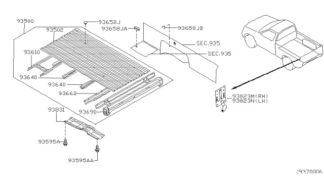 2001 Nissan Frontier Rear Body Floor & Fitting Diagram 5