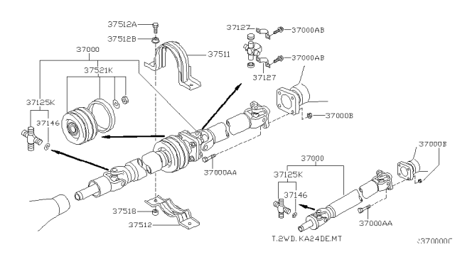 2002 Nissan Frontier T Assembly-PROPELLER Diagram for 37000-1Z700