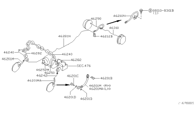 1998 Nissan Frontier Brake Piping & Control Diagram 6
