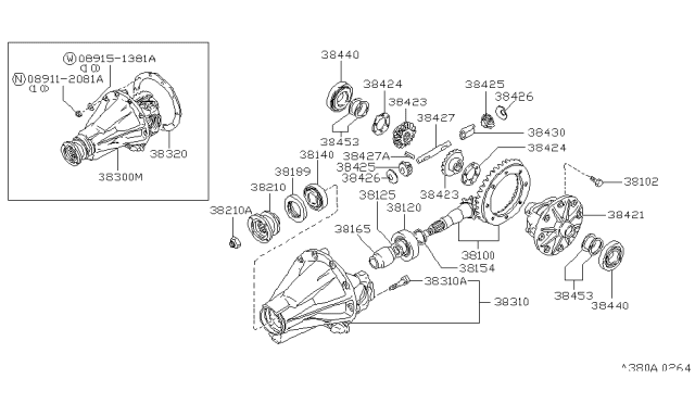 2000 Nissan Frontier Final Drive Assembly,W/EAL Sensor Diagram for 38301-G7075