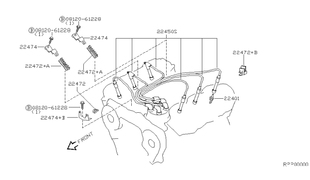 2000 Nissan Frontier Bracket-High Tension Cable Diagram for 22474-5S701