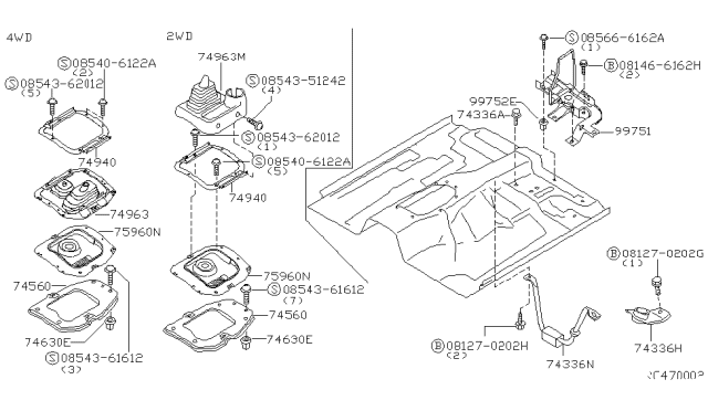 2000 Nissan Frontier Clamp-Jack Diagram for 99750-3S510