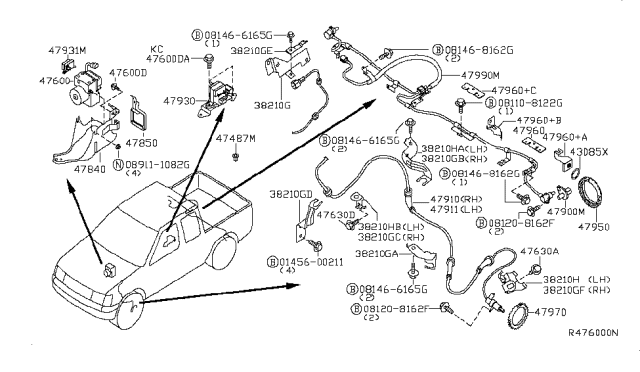 2002 Nissan Frontier Bracket-Sensor Diagram for 47961-8Z461