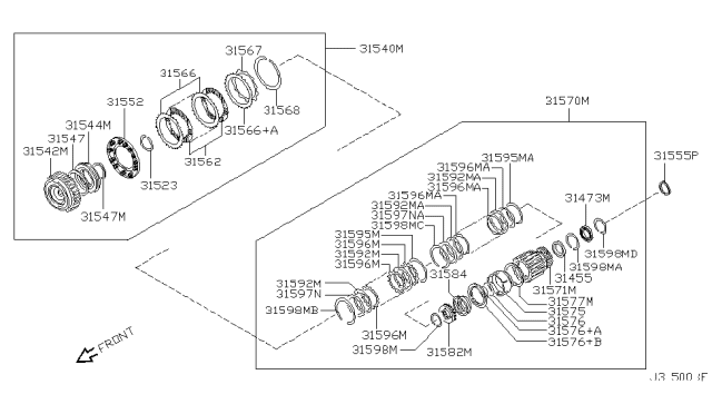 2000 Nissan Frontier Plate Assembly-Drive Diagram for 31532-41X74