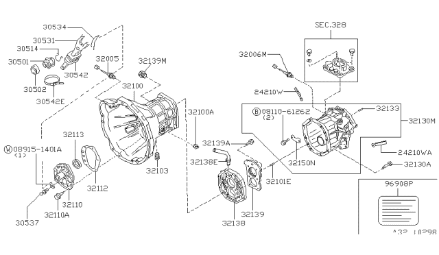 1998 Nissan Frontier Transmission Case & Clutch Release Diagram 3