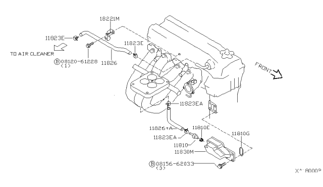 2000 Nissan Frontier SEPARAOR Assembly-BREATHER Diagram for 11830-3S501