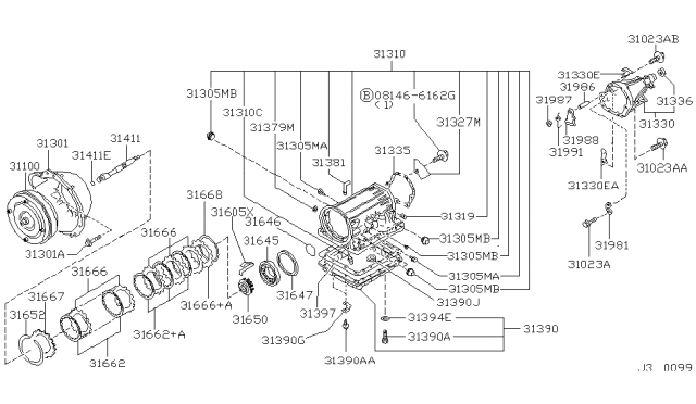 2001 Nissan Frontier Case Assy-Automatic Transmission Diagram for 31310-41X67