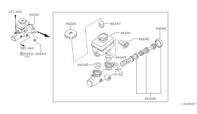 1998 Nissan Frontier Brake Master Cylinder Diagram 1