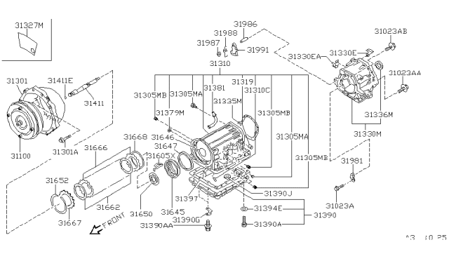 1999 Nissan Frontier Torque Converter,Housing & Case Diagram 4