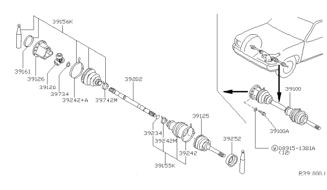 2001 Nissan Frontier Front Drive Shaft (FF) Diagram 2