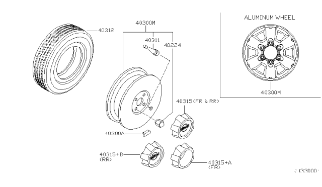 2001 Nissan Frontier Aluminum Wheel Diagram for 40300-9Z411