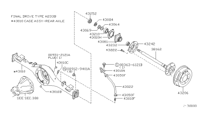 2002 Nissan Frontier Shaft Assy-Rear Axle Diagram for 38164-2S600