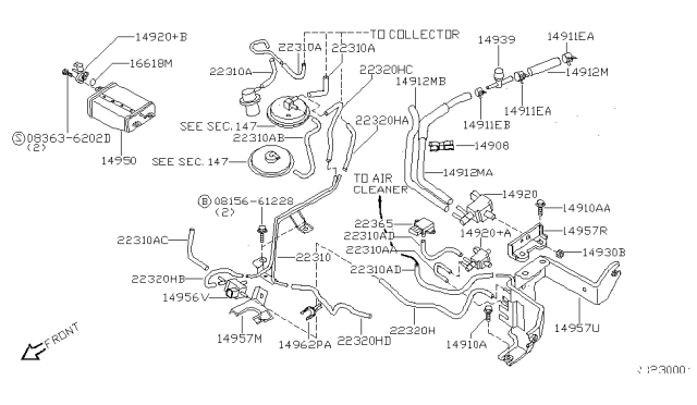 2000 Nissan Frontier Engine Control Vacuum Piping Diagram 4
