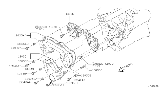 1998 Nissan Frontier Front Cover,Vacuum Pump & Fitting Diagram 2