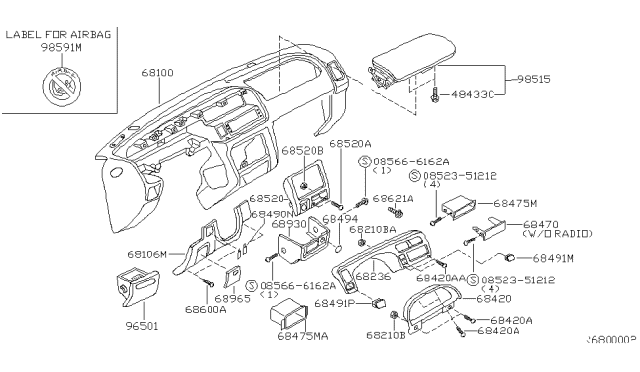 2001 Nissan Frontier Air Bag Assist Module Assembly Diagram for K8515-7B405