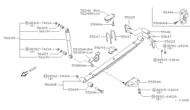 2002 Nissan Frontier Pad-Rear Spring Seat Diagram for 55243-2S600