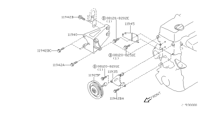 2003 Nissan Frontier Pulley Assy Diagram for 11945-3S511