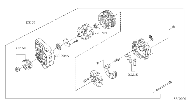 2004 Nissan Frontier Pulley Assy Diagram for 23150-9Z000