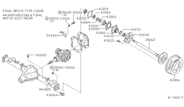 2003 Nissan Frontier Case Assy-Rear Axle Diagram for 43010-7Z215