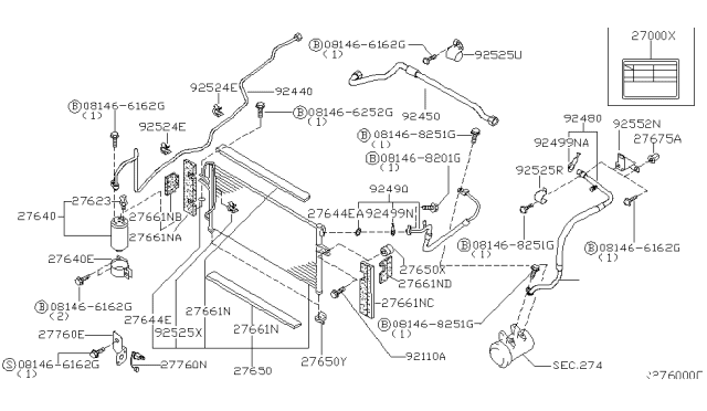 2000 Nissan Frontier Condenser Assy Diagram for 92110-3S501