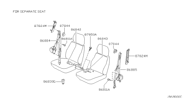 2000 Nissan Frontier Front Seat Belt Diagram 6