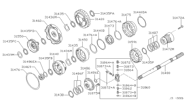 2001 Nissan Frontier Governor,Power Train & Planetary Gear Diagram 1