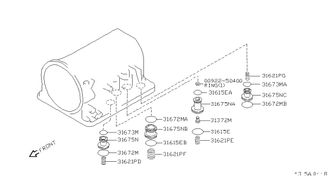 1998 Nissan Frontier Clutch & Band Servo Diagram 1
