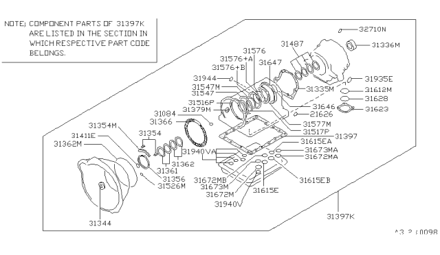 1998 Nissan Frontier Gasket & Seal Kit (Automatic) Diagram 2