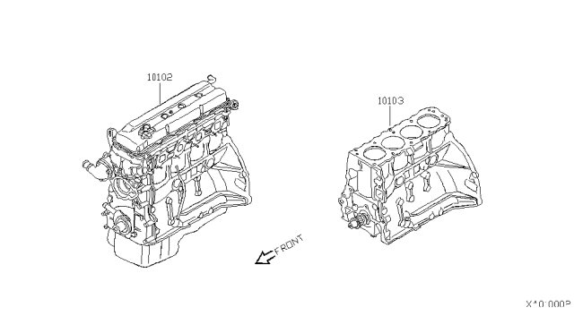 1999 Nissan Frontier Engine Assy-Bare Diagram for 10102-4S100